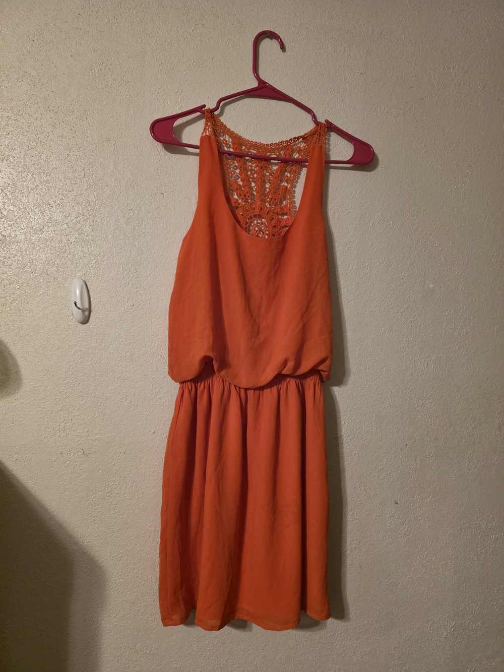 Naked Zebra Bright Orange Crochet-Back Sleeveless Dress